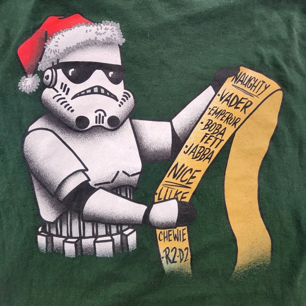 Star Wars Naughty Nice List Christmas Green Short Sleeve T-Shirt Men's M
